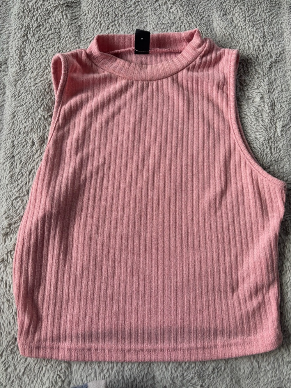 SHEIN Pink Ribbed Mock Neck Sleeveless Tank